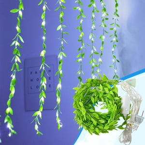 pstuiky Led Curtain String Lights with Artificial Ivy 200 Warm White Leds, 10 Strands Fake Garland 9.8Ft X 3.2Ft Hanging Decor for Bedroom Wall, Wedding, Patio Indoor Outdoor Party Lighting