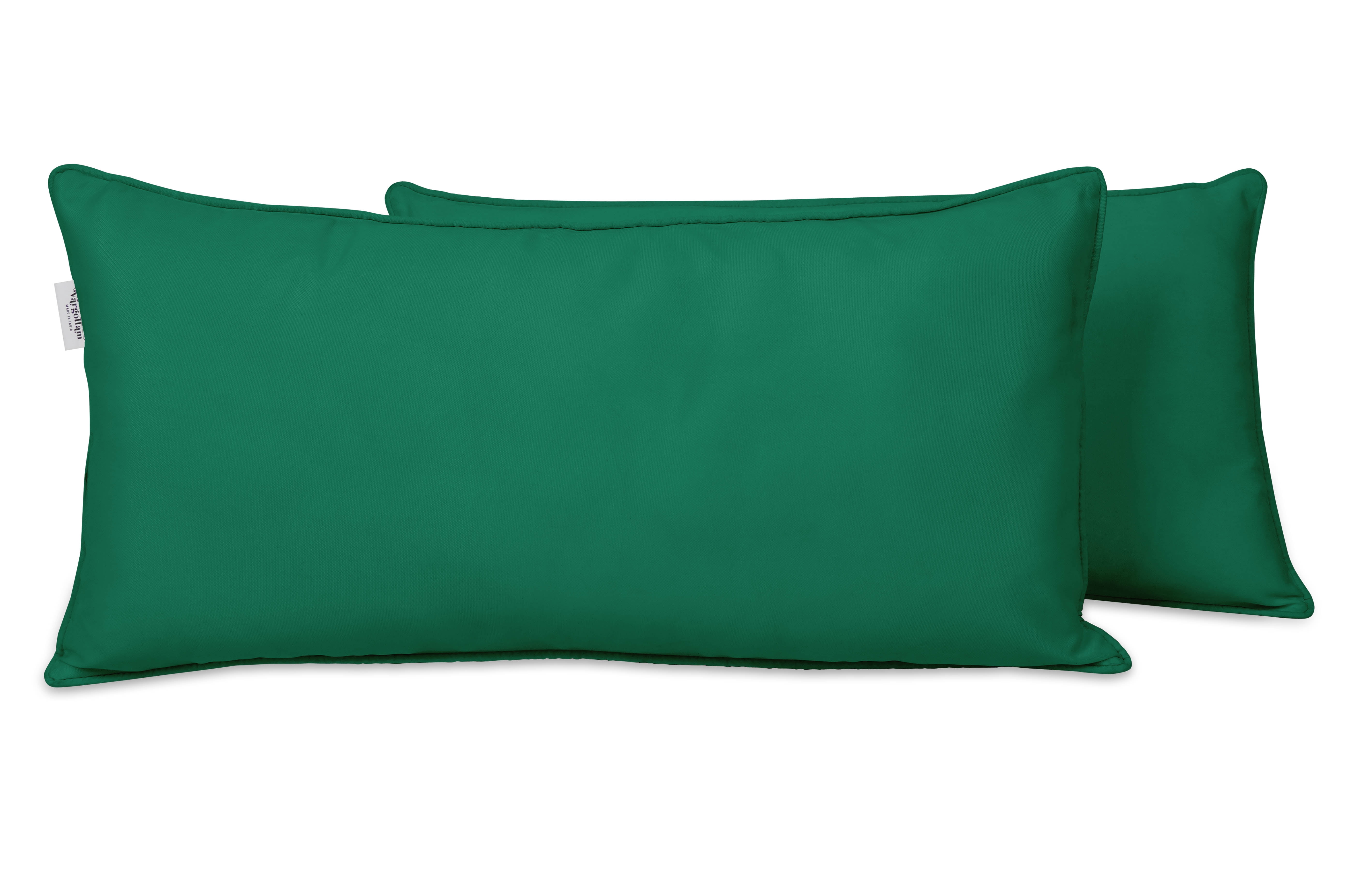 VargottamIndoor/OutdoorPolyester FabricLumbarPillowCover,All-Weather Waterproof Rectangular Cushion Case for Patio Furniture,12" x 24"Set of 2-Teal Green