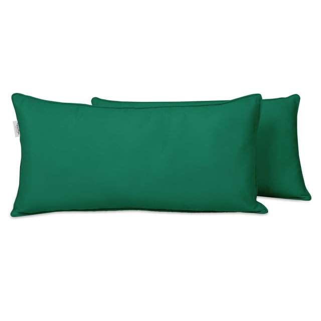 VargottamIndoor/OutdoorPolyester FabricLumbarPillowCover,All-Weather Waterproof Rectangular Cushion Case for Patio Furniture,12" x 24"Set of 2-Teal Green