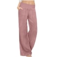 thumbnail image 1 of Pink Ladies Loose Fit Pants for Women Brunch Ruched High Leg Flare Wide Leg Straight Leg Basic Long Boot Cut Leg Fall Summer Pants 2025 Clothing Fashion S, 1 of 6