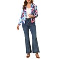thumbnail image 2 of INSPIRE CHIC Women's Fitted Blazer Notch Lapel Printed Open Front Work Suit Jacket S Blue-Flower, 2 of 7