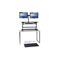 thumbnail image 2 of Rocelco 40" Large Height Adjustable Standing Desk Converter with Dual Monitor Mount BUNDLE - Quick Sit Stand Up Computer Workstation Riser - Retractable Keyboard Tray  (Black), 2 of 7