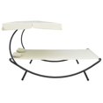 thumbnail image 2 of vidaXL Outdoor Lounge Bed with Canopy and Pillows Cream White, 2 of 5