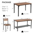 thumbnail image 4 of Giantex  Dining Table Set for 4, Kitchen Table with 1 Bench and 2 Chairs, Modern Functional Desk Set for Bedroom Study Room, Brown, 4 of 6