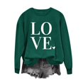 thumbnail image 1 of Penkiiy T-Shirts de la Saint-Valentin pour Femmes, Chandail en Molleton Graphique Cœur Rouge, Manches Longues, Col Rond, L Vert, 1 of 4
