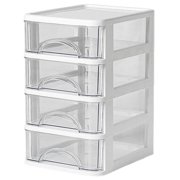 Plastic Desk Organizer, Desk Storage Box with Drawers,Cosmetics Jewelry Storage Box Multifunction Storage Rack for Office Home, 2 Layer, 5.59x7.2x4.72"