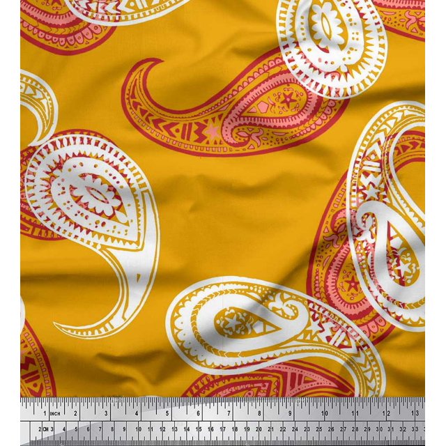 Soimoi Rayon Fabric Artistic Paisley Print Sewing Fabric Yard 42 Inch Wide