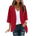 thumbnail image 1 of yoeyez Light Cardigans for Women Summer Womens Plus Size Solid Color Kimono Cardigan Puff Sleeve Tops Oversize Loose Cover Ups Cardigans Red,L, 1 of 7