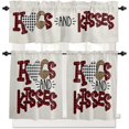 thumbnail image 2 of Valentine''s 3 PCS Kitchen Curtain Valance and Tiers Set, Rod Pocket Small Half Tier Valances Window Curtains Panel, Farmhouse Retro Leopard Print Plaid 55"x36" (Set of 2 Tiers & Valance), 2 of 5