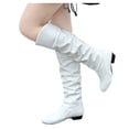 thumbnail image 3 of Babysbule Chaussures pour Femmes en Liquidation, Bottes Hautes à Enfiler pour Femmes à Talon Carré de Couleur Unie, Bottes Hauteur Genou à Bout Rond, 3 of 7