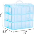 thumbnail image 3 of EIGTHTAIL Casewin 3 Tier Blue Transparent Plastic Stackable Storage Box - Adjustable Compartment Slots - Max 30 Compartments - Container for Storing & Organising Toys  Jewellery  Beads  A, 3 of 7