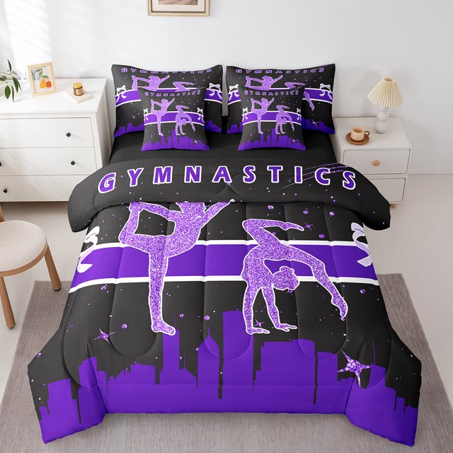 YST Ensemble de Literie Gymnastique, Thème Danse, Type Couette et Duvet en Polyester, Format Simple (7 Pcs)