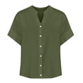thumbnail image 4 of Women Workout Tops on Clearance Summer Linen Work Tops for Women Trendy Plus Size V Neck Button down Boho Clothes Spring Tops for Women 2025 New Greeny L, 4 of 4