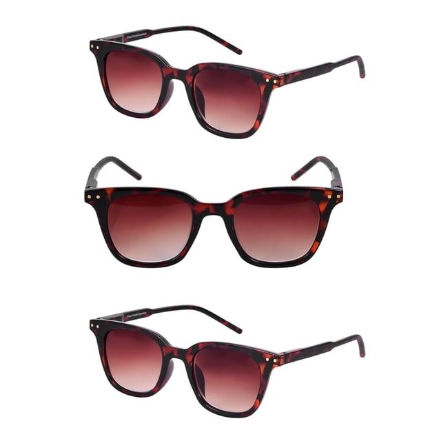 "The Modish" Womens Fashion Reading Sunglasses – Full Lens Reader, UV Protection, Stylish & Comfortable (3 Pack) - Tortoise/Tortoise - 2.00