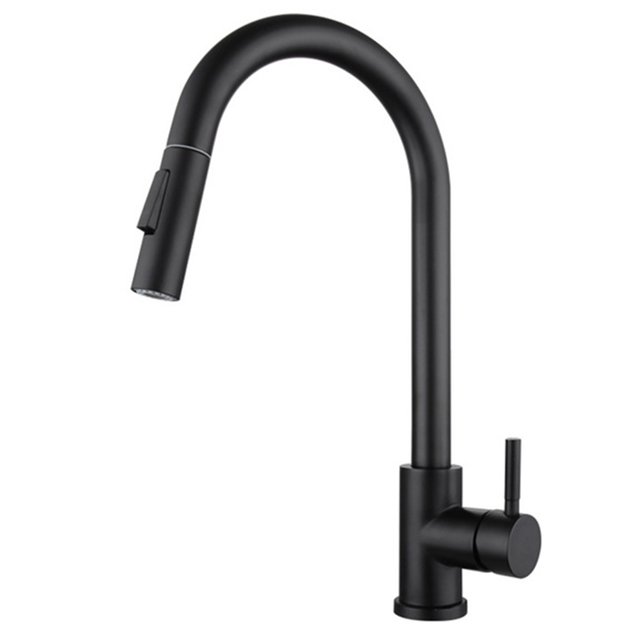 CAROOTU Robinet de Cuisine Tactile avec Pulvérisateur Rétractable Poignée Unique en Acier Inoxydable pour Évier de Maison