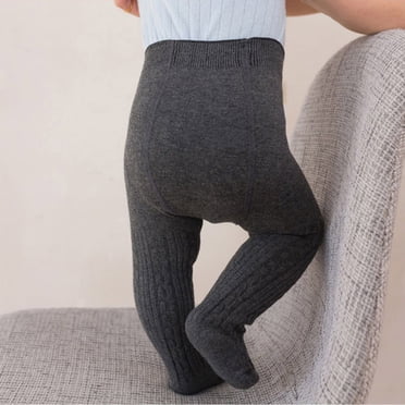 Fgnfyis Bébé Tout-Petit Filles Garçons Collants en Tricot Torsadé Coton Leggings à Pieds Pantyhose Bas Pantalons 0 à 6 Ans Chaussettes pour Bébé Nouveau-Né 6 Gris