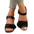 thumbnail image 4 of Latrodar Sandales Compensées pour Femmes Sandales de Randonnée Femmes Course Confort Extensibles Sandales à Fleurs Chaussures à Boucle Talon Moyen (2 Pouces-3 Pouces) Grand Sandales Unies pour Femmes Âgées Cadeaux Cadeaux pour Elle, 4 of 5