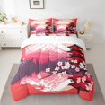 thumbnail image 2 of YST Ensemble de Literie Fleurs de Cerisier Roses 7 Pcs Style Japonais, Ensemble de Couette Floral Botanique Taille Simple, Thème Mont Fuji, Simple (7 Unités), 2 of 4