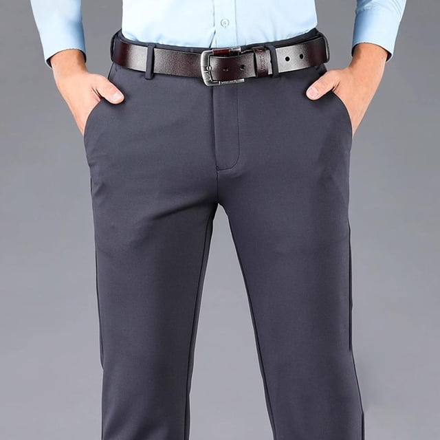 Chbgutlmr Dress Pants for Men Button High Waist Solid Color Suit Pants Formal Work Office Trousers Pockets