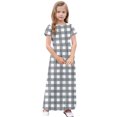 thumbnail image 4 of biudgviw Robe Décontractée pour Filles à Carreaux Manches Courtes Col Rond Robe Longue d'Été avec Poches 4-14 Ans, 4 of 7