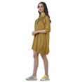 thumbnail image 4 of Moomaya Décontracté Manches 3/4 Rayonne Uni Tunique Brodée Chemises Robes pour Femmes, 4 of 6