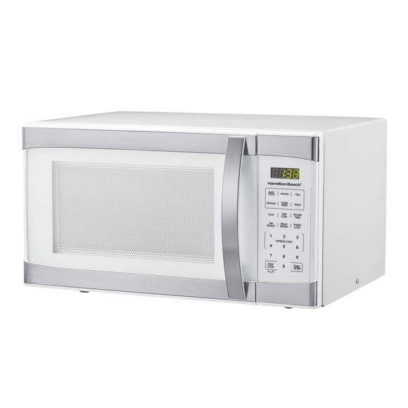 Hamilton Beach Countertop Microwave Stainless Steel 1.1 Cu.ft with Child Safety Lock 1000W White
