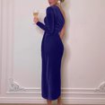 thumbnail image 4 of CEHVOM Femmes Sexy Casual Digaonl Col Solide Robe à Manches Longues Split Fork Robe, 4 of 8