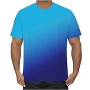 Mens Short Sleeve Shirts Printed Round Neck Short Sleeve Blouse, Casual Fashion Top for Men Daily and Outdoor Wear