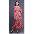 thumbnail image 2 of Bimba Robe à Fleurs pour Femme à Manches Longues, Smockée, Col Rond, à Volants, Maxi d'Été, Très Petit, 2 of 5