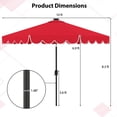 thumbnail image 3 of Costway Parasol de Patio Solaire de 10 Pi avec 24 Lumières DEL, 8 Baleines et Réglage d'Inclinaison, Rouge, 3 of 10