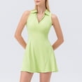 thumbnail image 2 of QATAINLAV Hoy Oferta Flash Robe de Golf Tennis pour Femme Décontractée à Fermeture Éclair Col en V Robes Athlétiques Séchage Rapide Été Sans Manches Robe de Sport Vert TG, 2 of 7