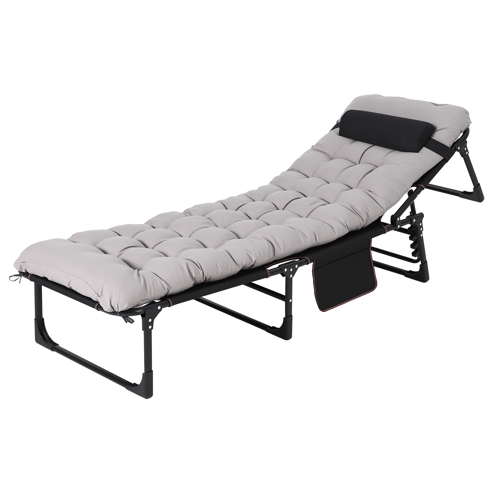 Faltbares Camping-Liege-Set für Erwachsene – Doppel-Oxford, dicke Matratze, bis 400kg belastbar, tragbar als Gästebett für Zelt, Outdoor, Zuhause, Büro – Grau, 190cm
