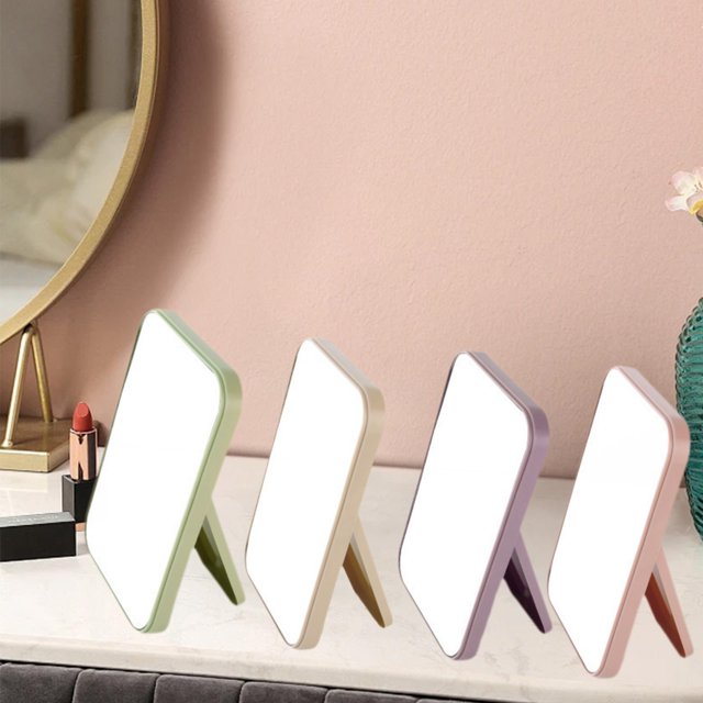 Portable Makeup Mirror with Foldable Stand for Travel and Dorm Room | Compact Desktop Vanity Mirror for Women