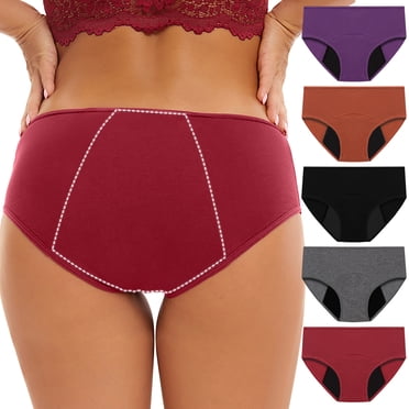 Fridja Culottes Menstruelles Anti-Fuites pour Femmes 5 Pcs Grande Taille Taille Mi-Haute Coton Ultra Doux Respirant Post-Partum Nettoyage Facile Culotte (Multicolore,m)