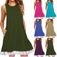 thumbnail image 1 of Gspmoly Robes pour Femmes, Mode Femmes Été Décontracté Col Rond Sans Manches Taille Haute Robe Mini Robes de Cocktail Offres du Jour, 1 of 4