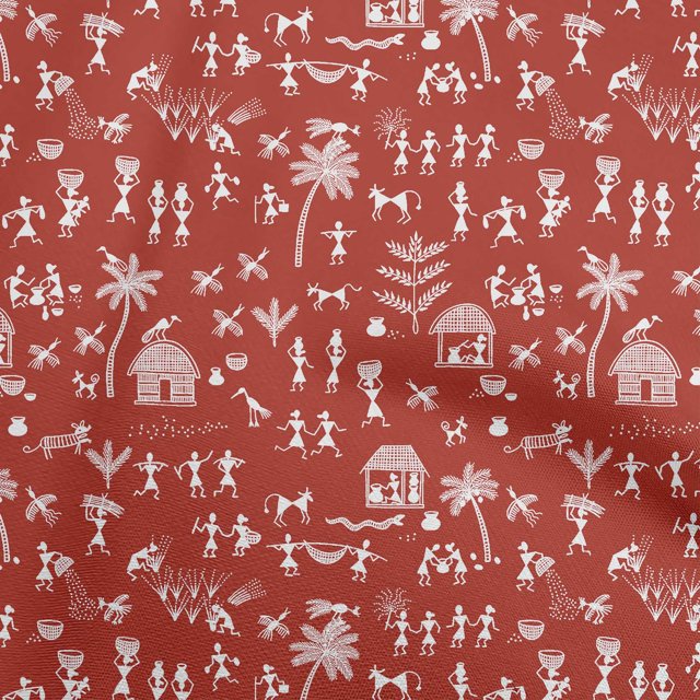 oneOone Velvet Red Fabric Asian Floral Block Sewing Craft Projects Fabric Prints by Yard 58 Inch Wide