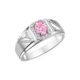 thumbnail image 3 of RYLOS Men's Rings 14K White Gold Classic 7X5MM Oval Gemstone & Diamond Ring Pink Ice October Birthstone Rings For Men Size 12, 3 of 7