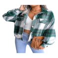 thumbnail image 2 of EIMELI Women Plaid Wool Jacket  Adults Button-down Color Block Lantern Sleeve Lapel Cardigan, 2 of 7