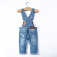 thumbnail image 2 of KIDSCOOL SPACE Salopette en Jean Mignonne Coupe Ajustée Déchirée pour Petite Fille Garçon, 12-18 Mois, 2 of 6