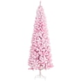 thumbnail image 1 of HOMCOM Snow Flocked Pencil Artificial Christmas Tree with Steel Base Pink, 1 of 10
