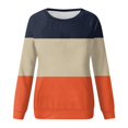 thumbnail image 4 of Meichang Chandails en Molleton Légers pour Femmes Col Rond Manches Longues Chandail Décontracté Tendance à Blocs de Couleur Automne avec Poches, 4 of 5