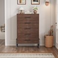 thumbnail image 1 of Bingirl Commode 5 Tiroirs pour Chambre, Tiroir de 50 Po de Hauteur avec Grand Espace de Rangement, Commode de Rangement Autoportante en Bois pour Salon, Chambre, Entrée - Brun, 1 of 7