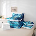 thumbnail image 5 of YST 7 Pcs Comforter Set Queen Size, Blue Marble Bed In A Bag With Flat Sheet And Fitted Sheet For Kid, Stone Pattern Fluid Gold Glitter Abstract Marbling Bedding Set With Pillowcases & Shams, 5 of 5