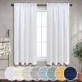 thumbnail image 1 of Pure White Linen Curtains 45 Inch Length for Kitchen Windows 2 Panel Set Rod Pocket Cafe Tier Light Filtering Cotton Look Casual Weave Textured Short Sheer Curtains for Bedroom Laundry Room 52x45 Long, 1 of 8