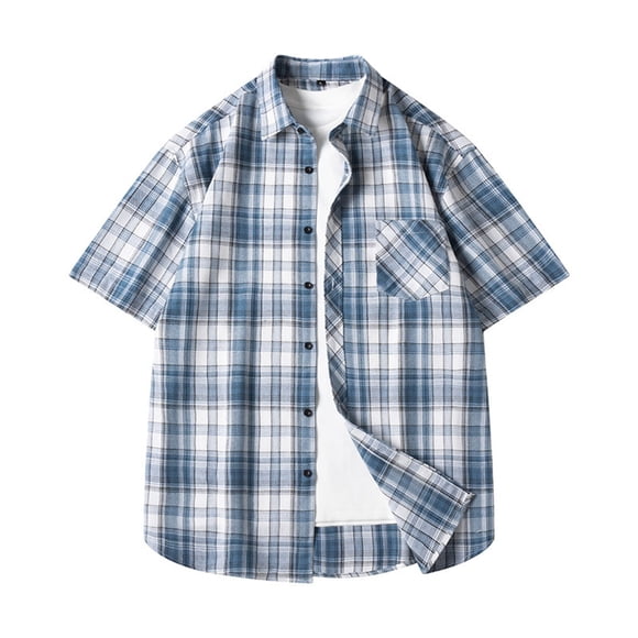 Posijego Plaid Short Sleeve Shirt for Men Casual Button down Shirts Summer Lightweight Work Dress Shirts