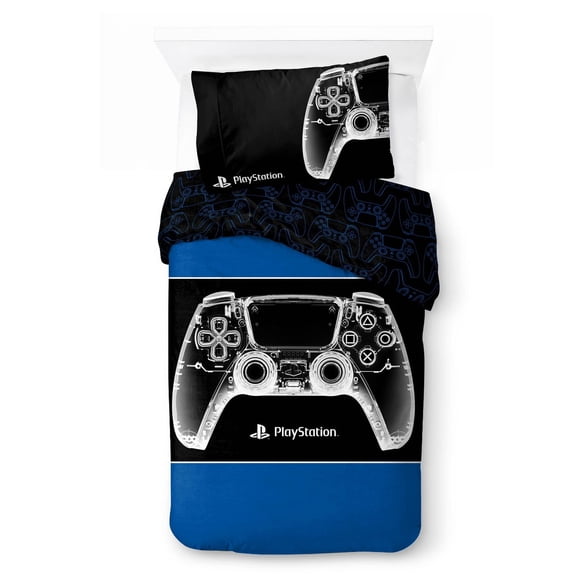 Sony Playstation 2-Piece Twin/Full Reversible Comforter and Pillowcase Set, 100% Polyester