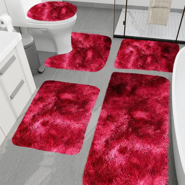 Dvkptbk Mixed Colors Bath Mats 5 Set Bathroom Rugs For 5 Pcs Toilet Mats Universal Soft Comfortable Water Absorption Non-Slip Thick Machine Washable Easy Dry Dark Color