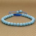 thumbnail image 2 of Natural Blue Amazonite Gemstone 6mm Round Beads Adjustable Bracelet 7" Unisex, 2 of 3