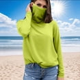 thumbnail image 2 of BiZtdJrK Womens Long Sleeve Rash Guard Hiking Tops with Mask Summer Lightweight Beach Sun Protection Shirts Vacation Outfits Green M Fall Savings, 2 of 6
