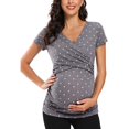 thumbnail image 5 of Vêtements de Grossesse Offres de l'Action de Grâce Liquidation Été Vêtements de Maternité pour Femmes Col Rond Manches Courtes Volants Pli Hauts de Grossesse, 5 of 5